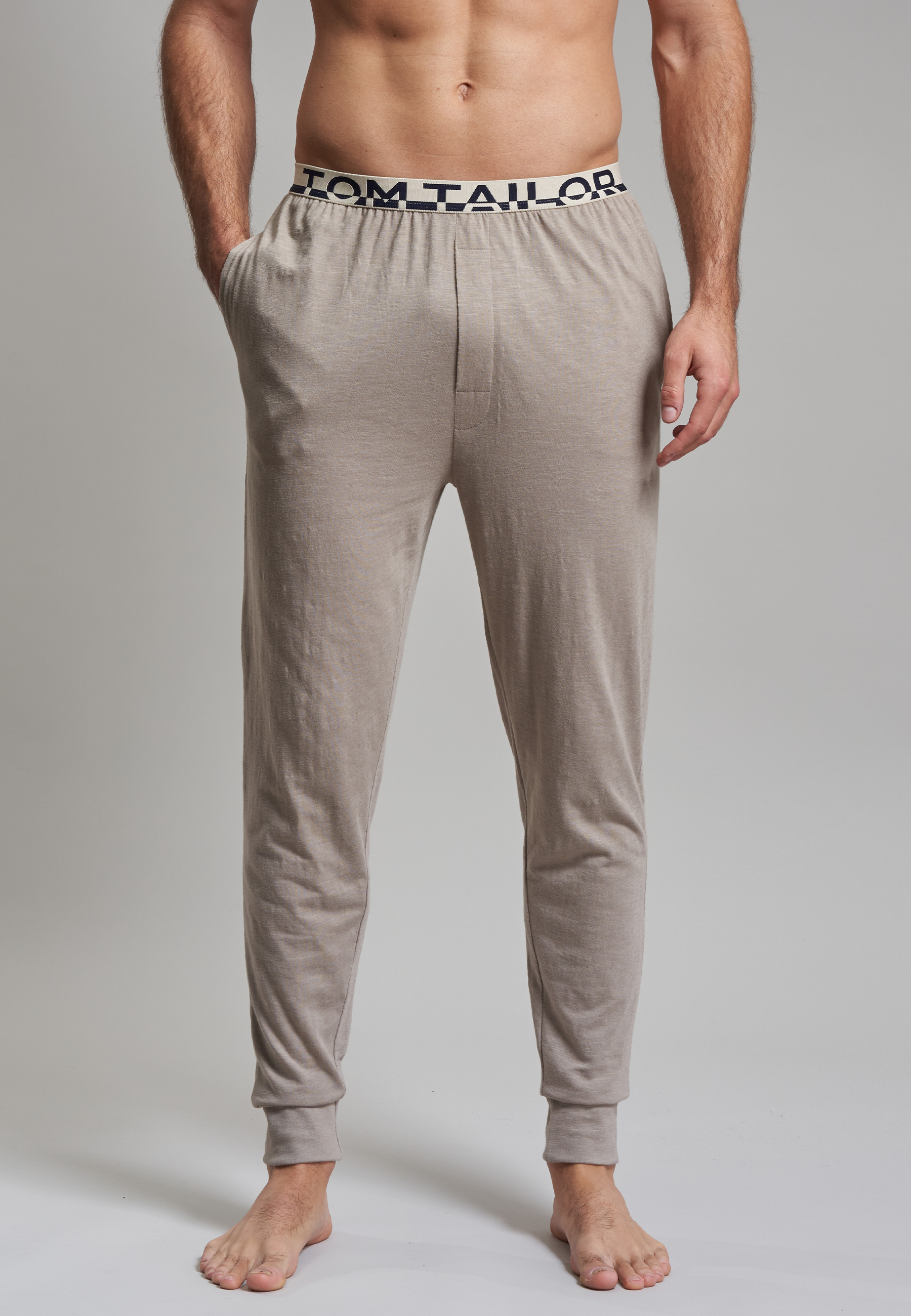TOM TAILOR Herren Lange-Hose grau melange