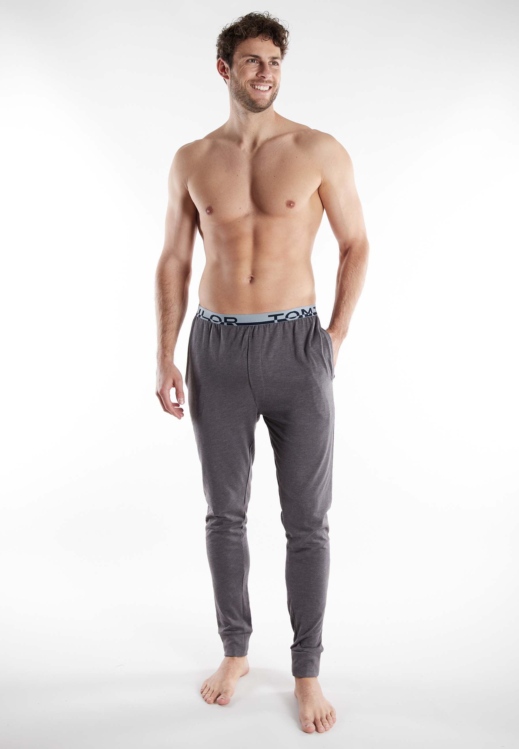 TOM TAILOR Herren Lange-Hose grau melange