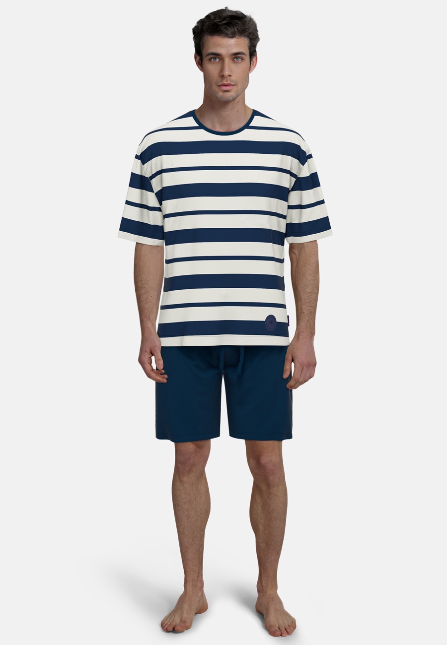 TOM TAILOR Herren Shorty blau quergestreift