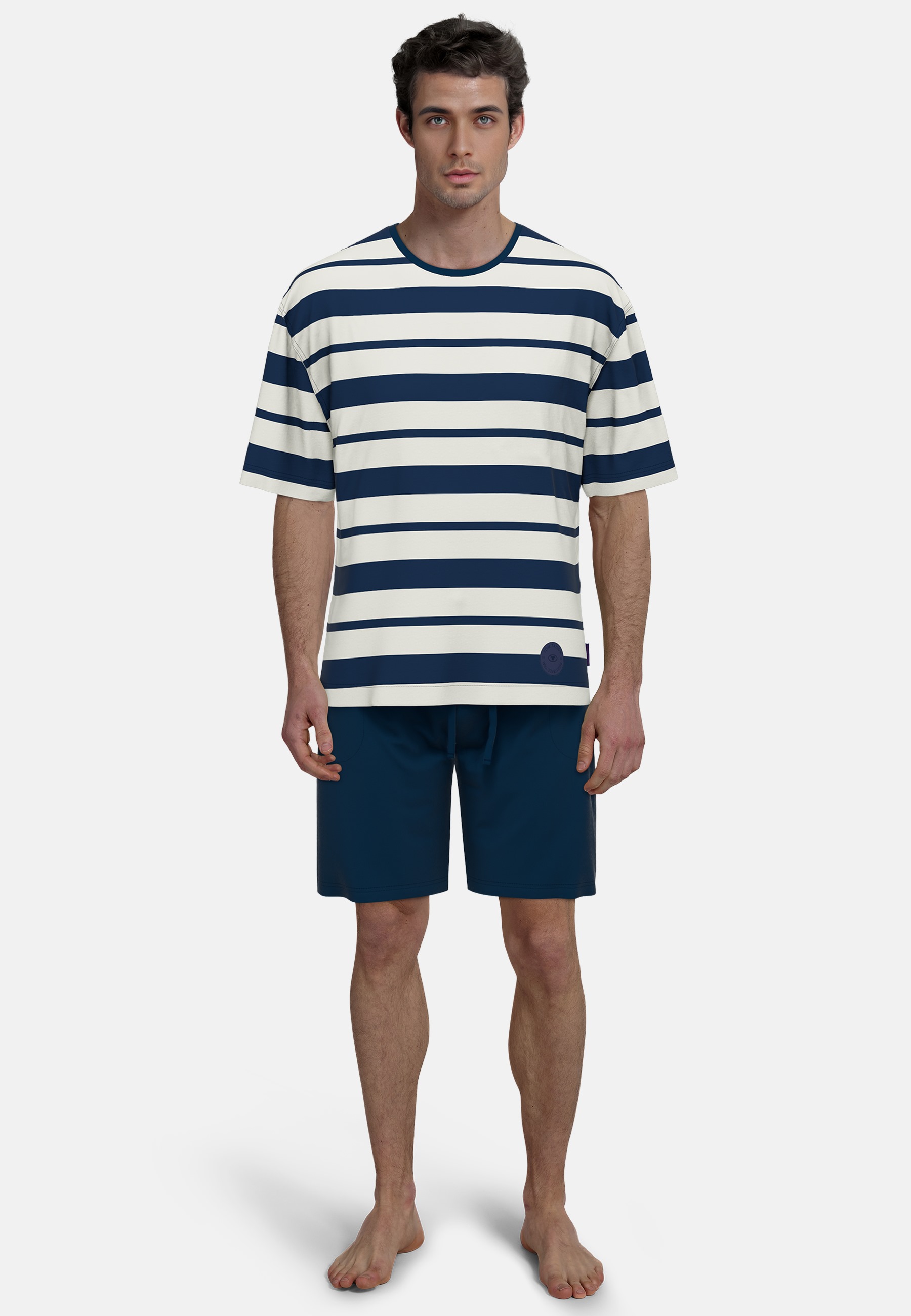 TOM TAILOR Herren Shorty blau quergestreift