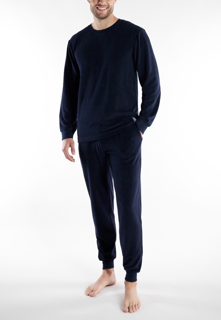 TOM TAILOR Herren Pyjama blau uni