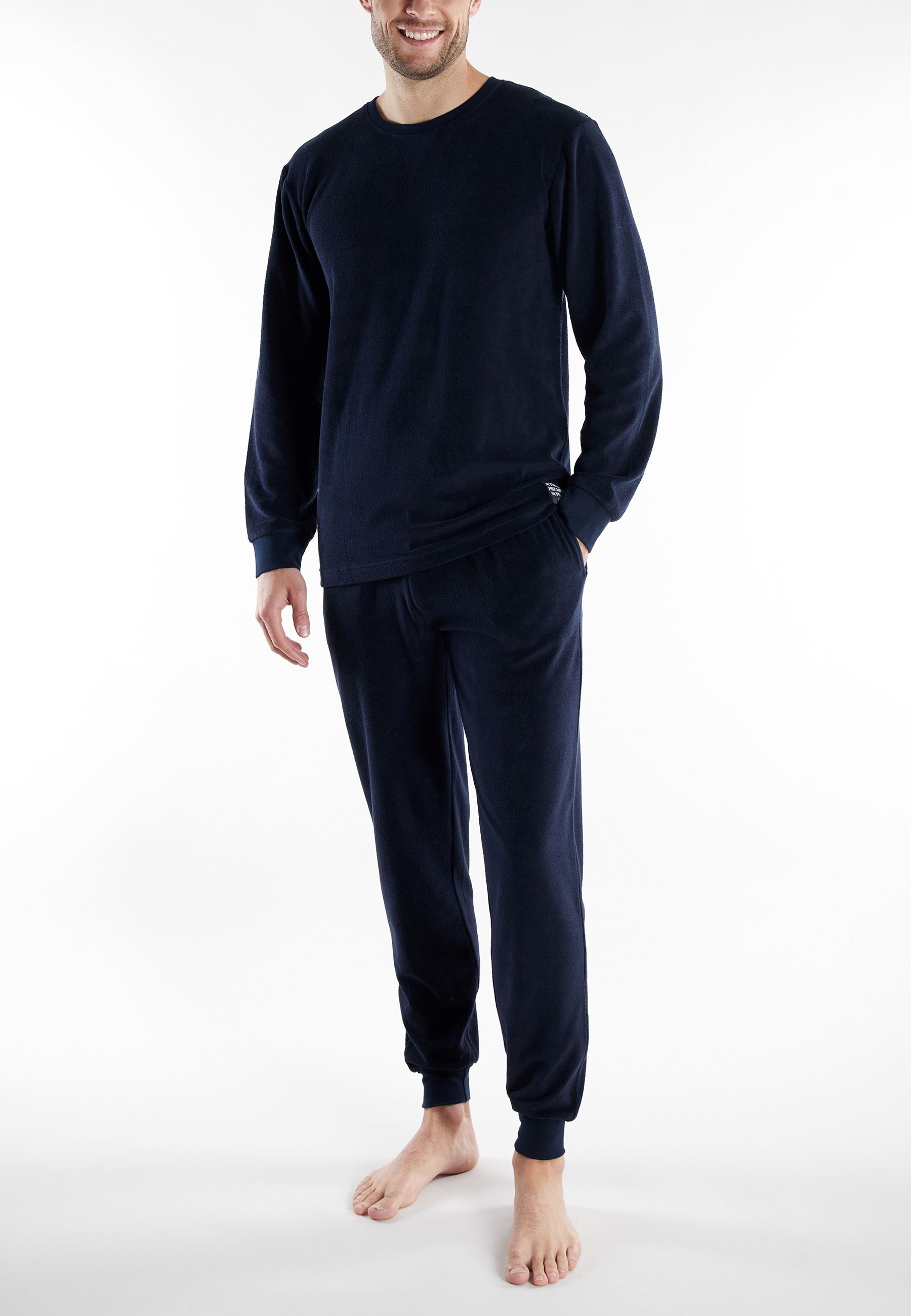 TOM TAILOR Herren Pyjama blau uni