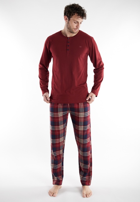 TOM TAILOR Herren Pyjama rot kariert