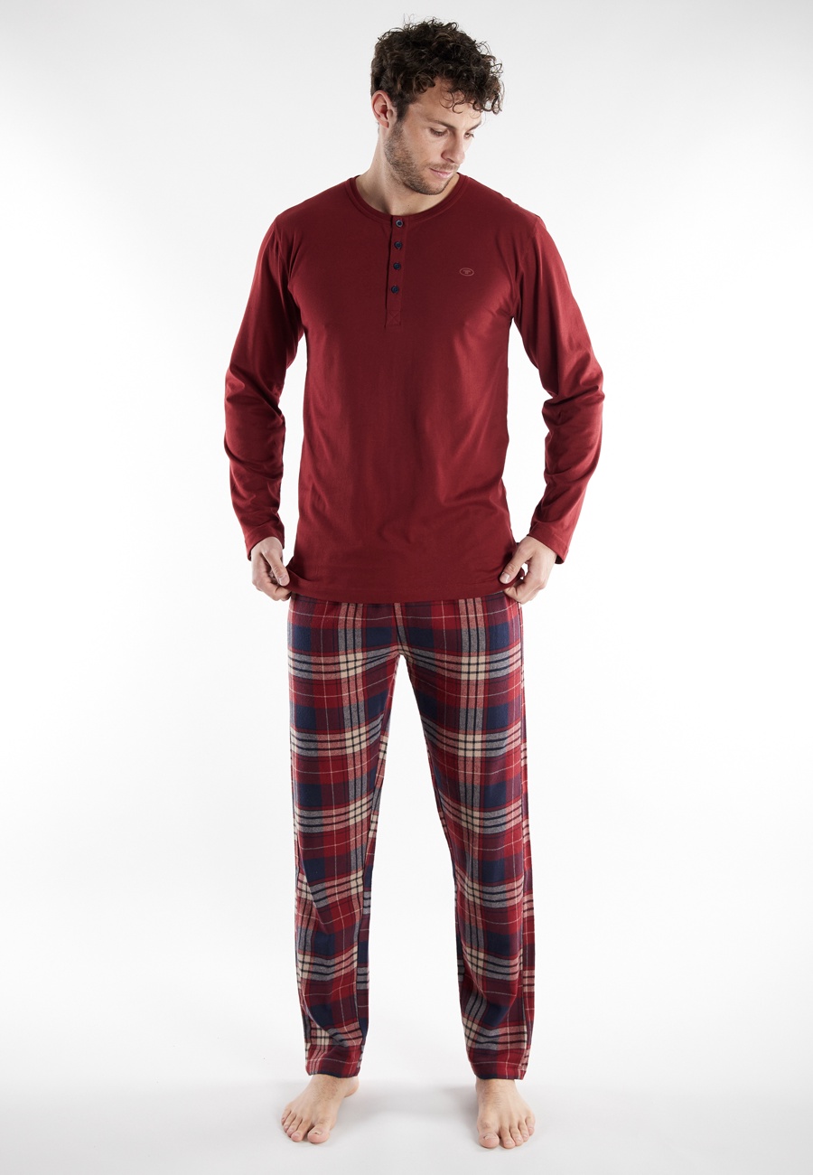 TOM TAILOR Herren Pyjama rot kariert