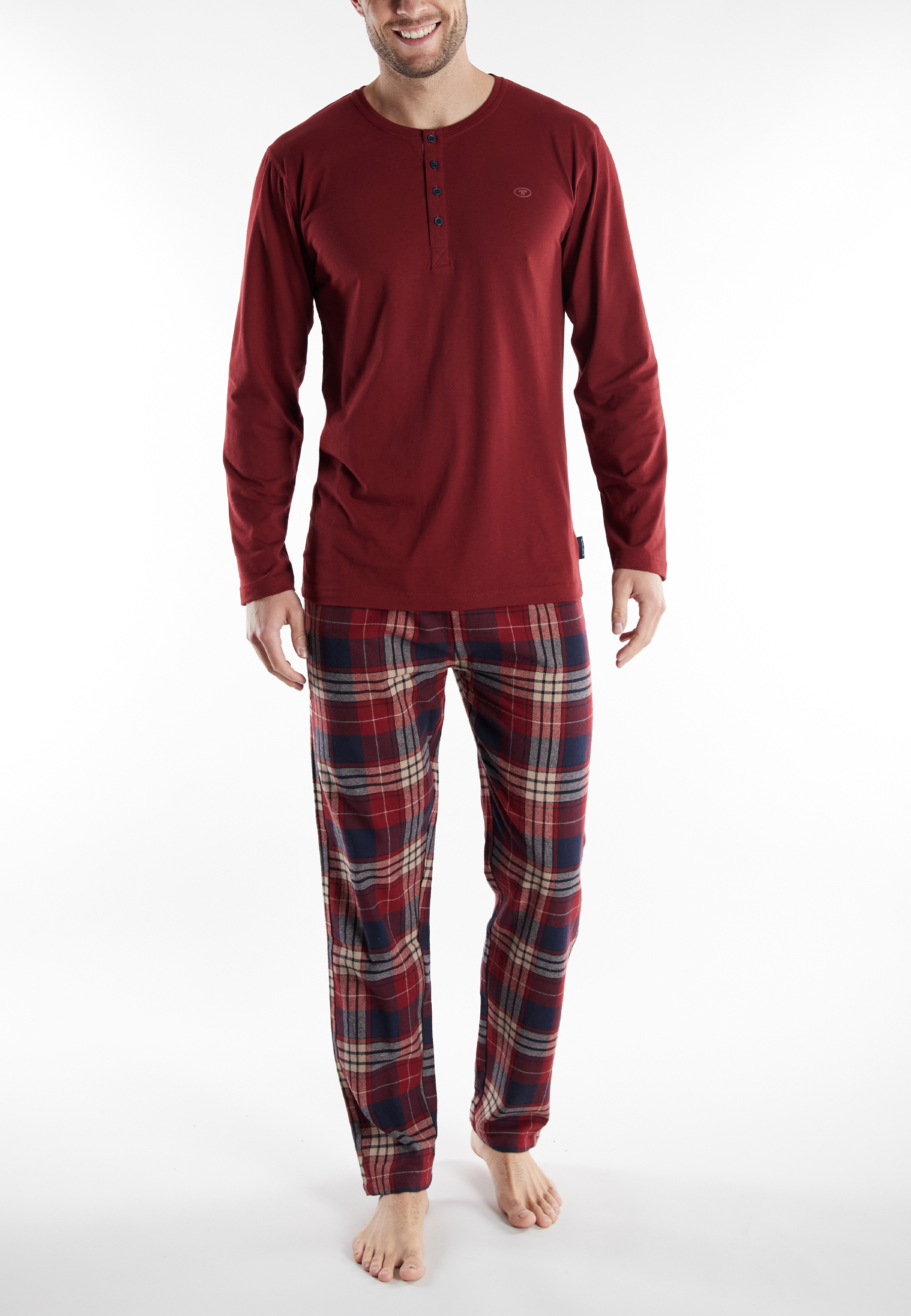 TOM TAILOR Herren Pyjama rot kariert