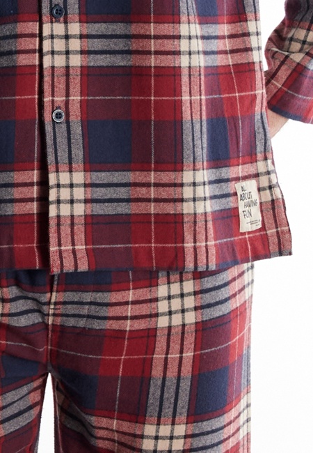 TOM TAILOR Herren Pyjama rot kariert