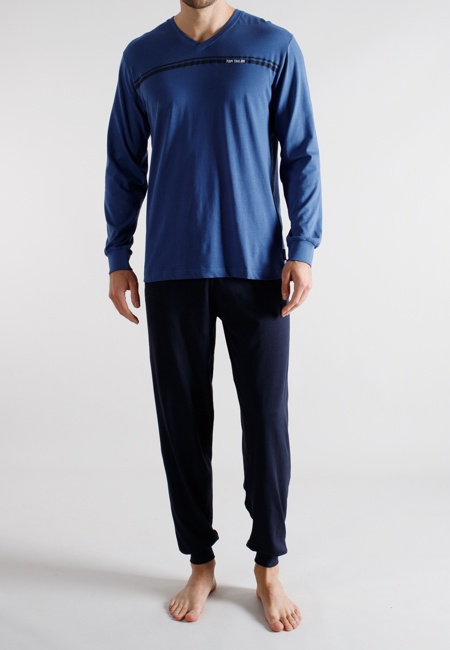 TOM TAILOR Herren Pyjama blau uni