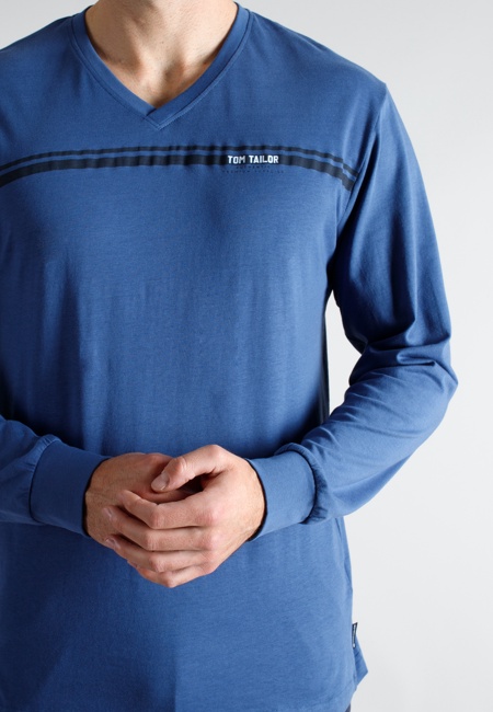 TOM TAILOR Herren Pyjama blau uni