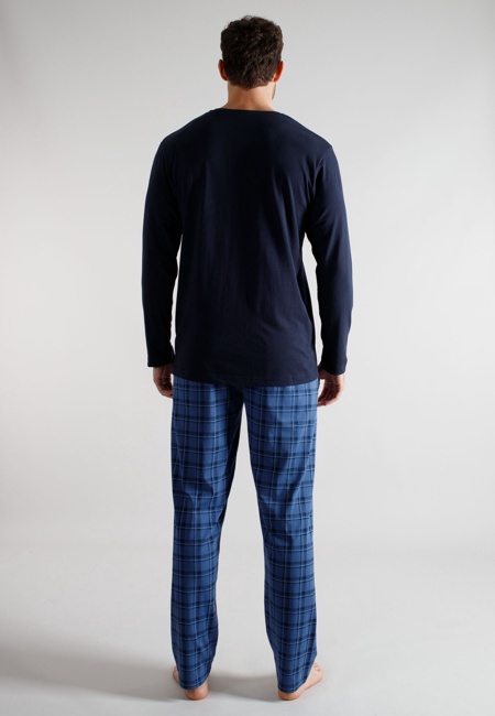 TOM TAILOR Herren Pyjama blau kariert