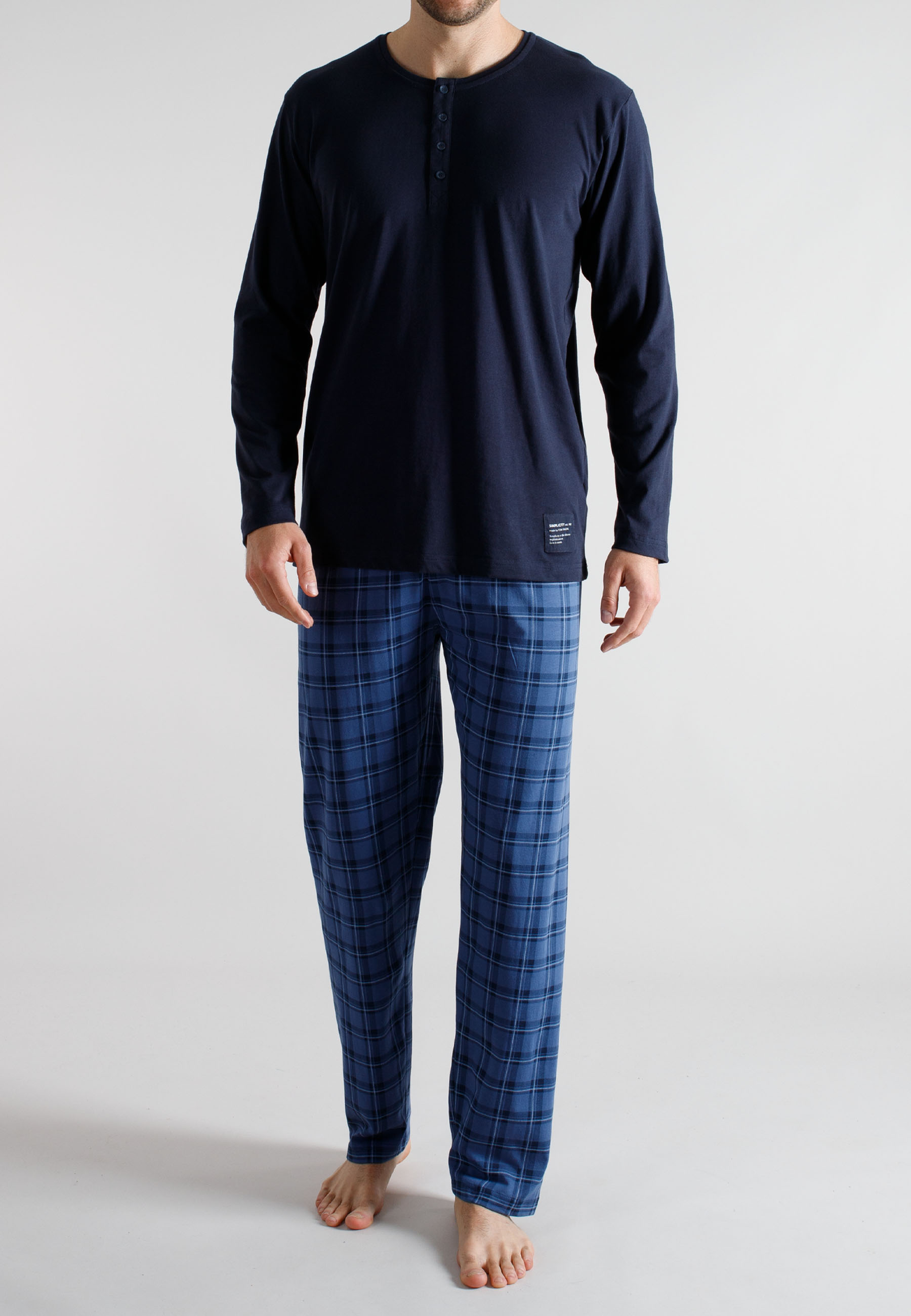 TOM TAILOR Herren Pyjama blau kariert