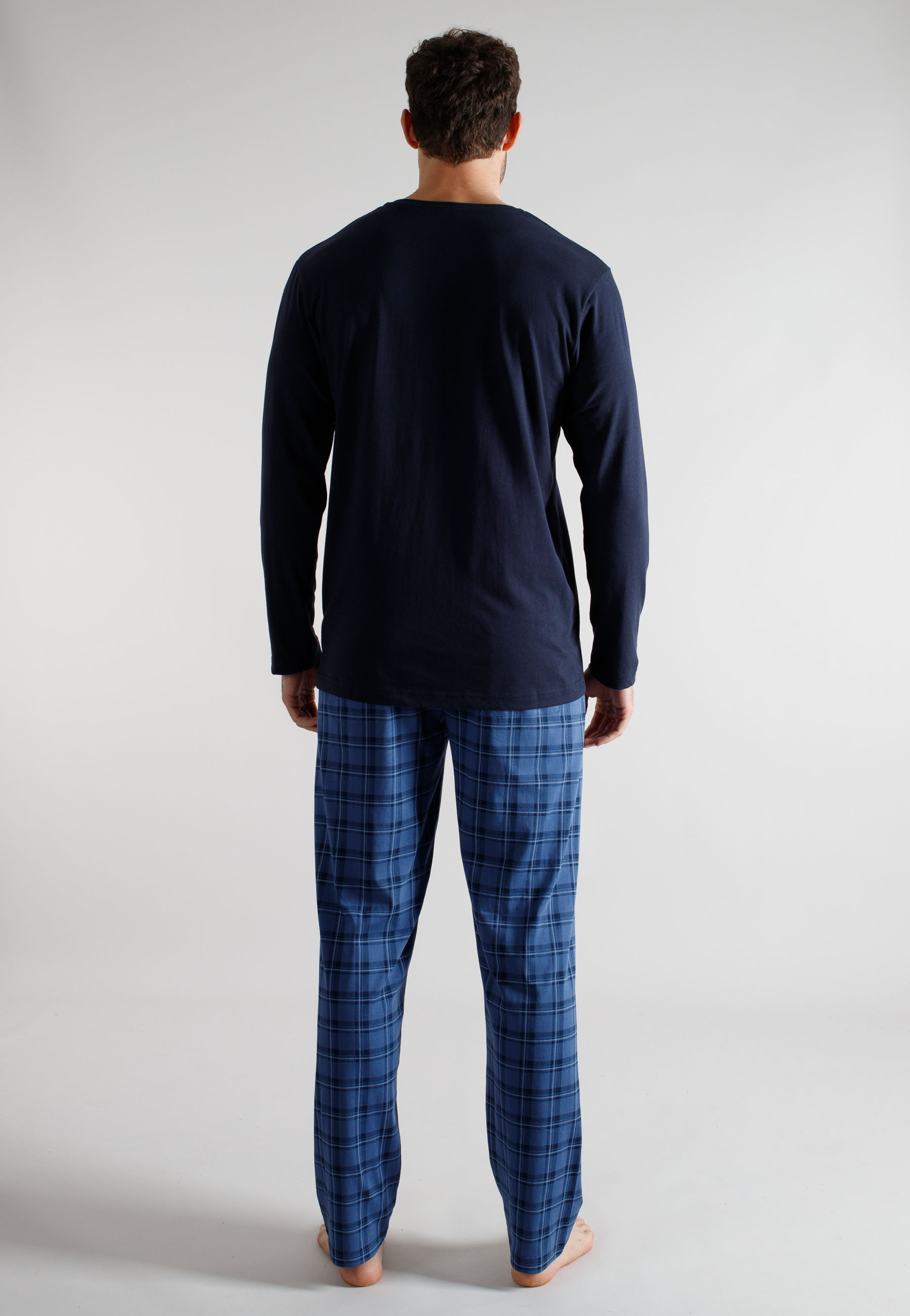TOM TAILOR Herren Pyjama blau kariert