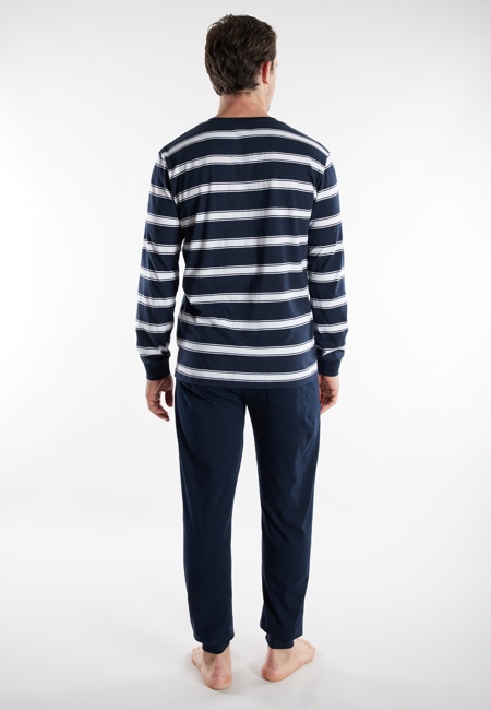 TOM TAILOR Herren Pyjama blau quergestreift