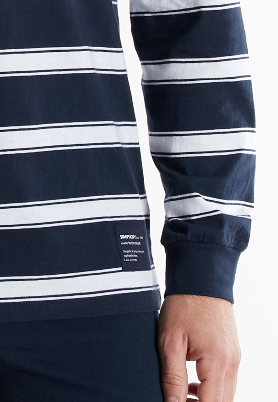 TOM TAILOR Herren Pyjama blau quergestreift