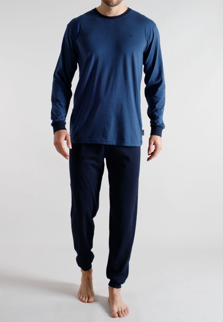 TOM TAILOR Herren Pyjama blau quergestreift