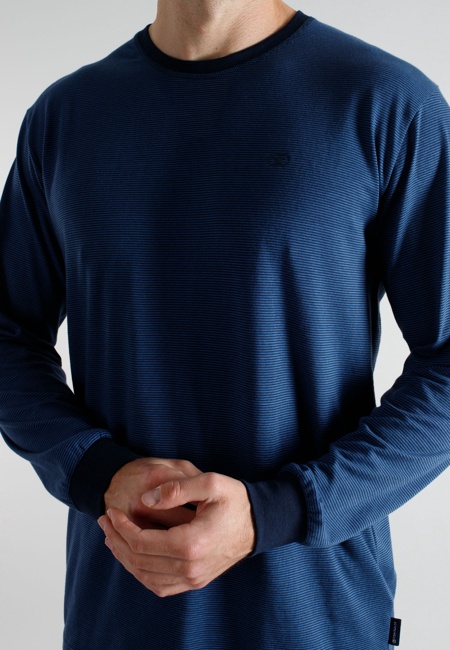 TOM TAILOR Herren Pyjama blau quergestreift