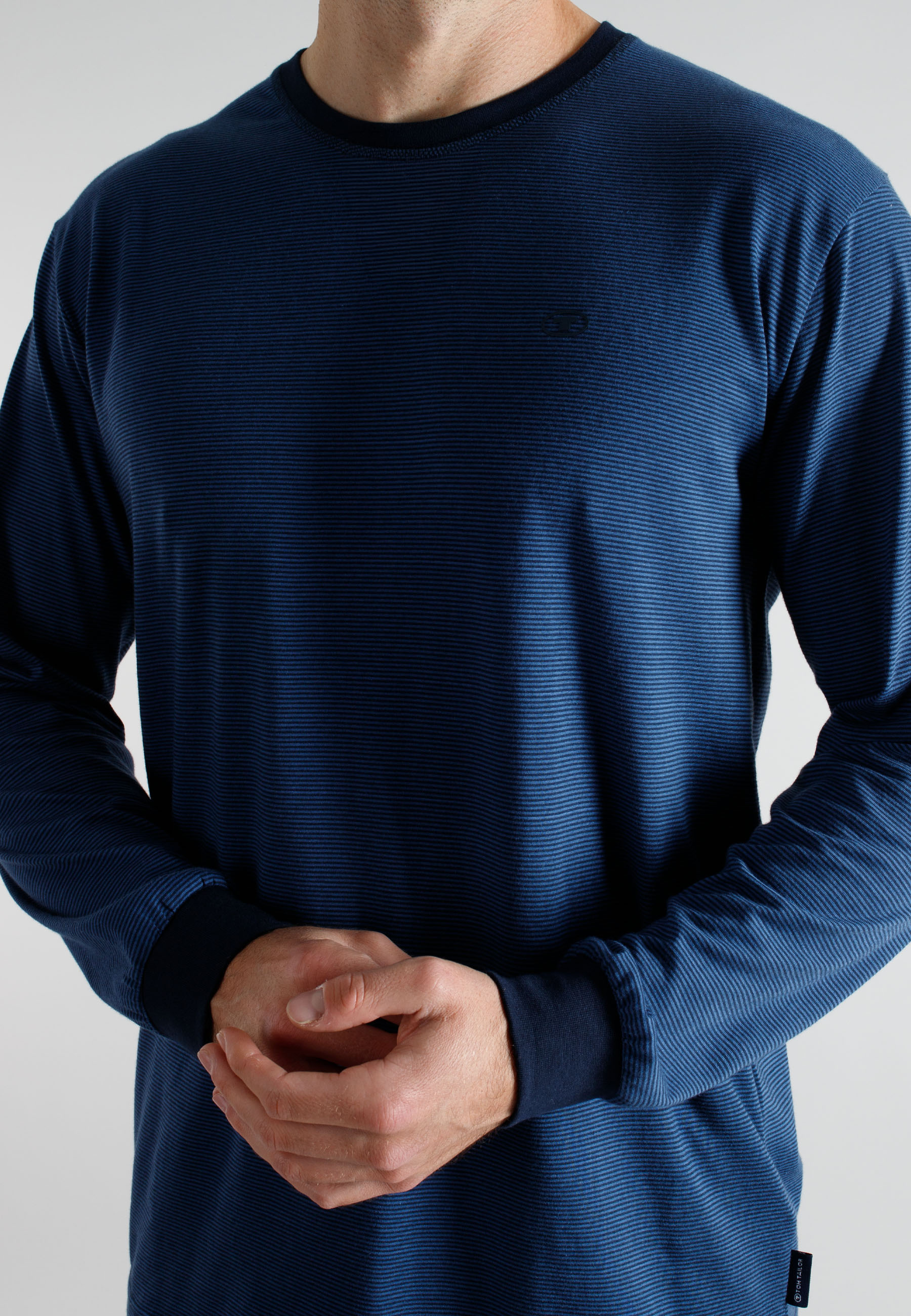 TOM TAILOR Herren Pyjama blau quergestreift