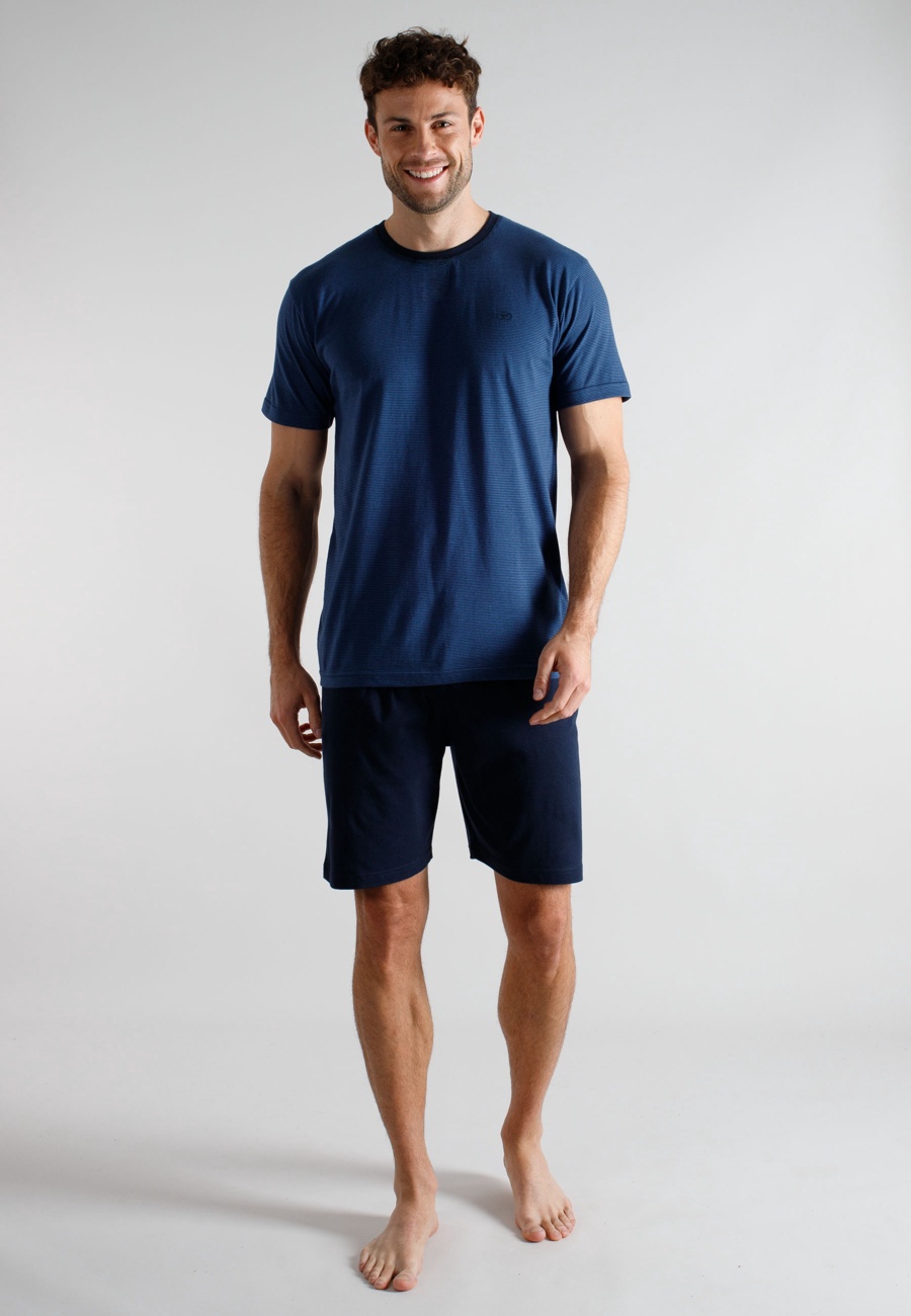 TOM TAILOR Herren Shorty blau quergestreift