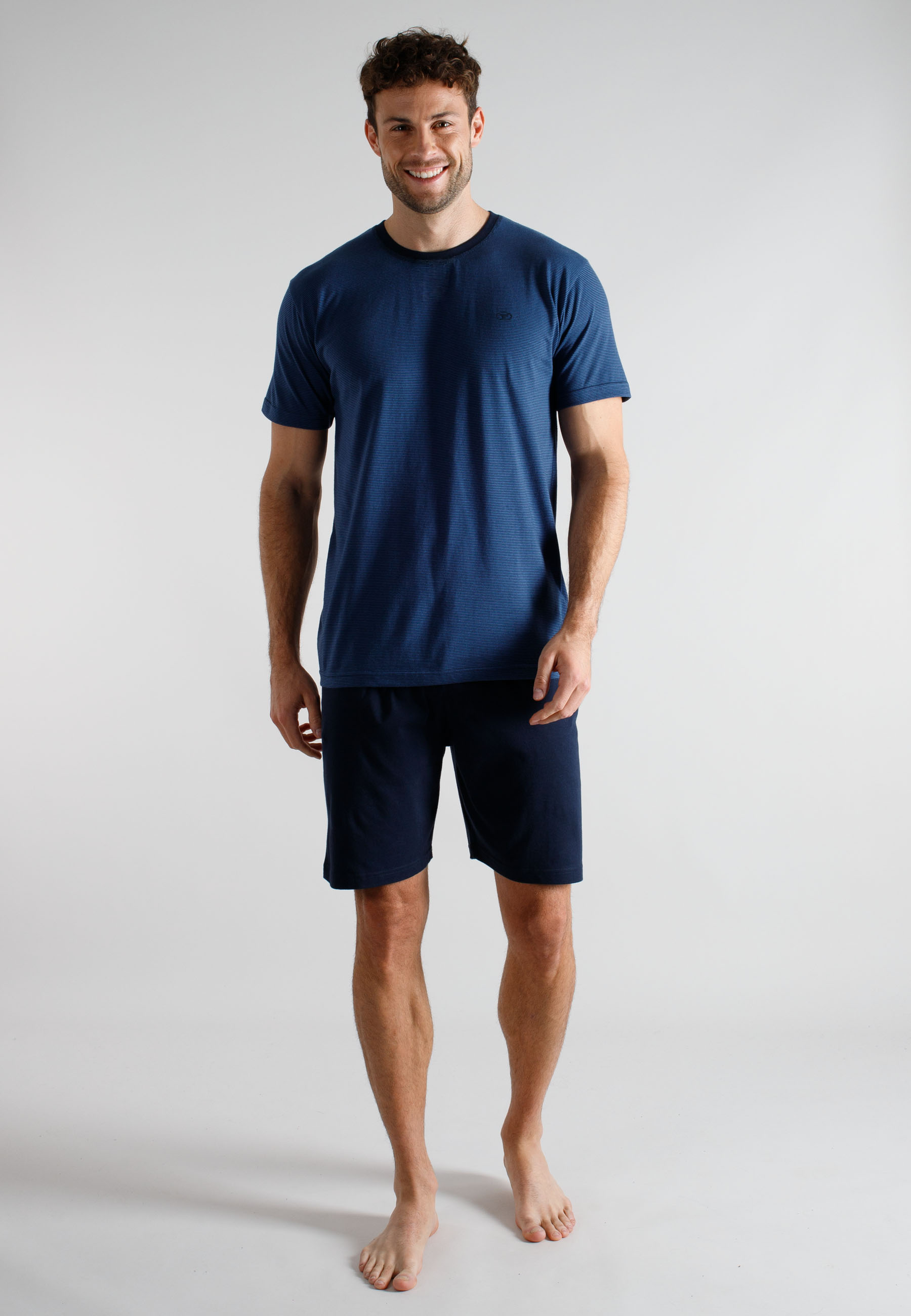 TOM TAILOR Herren Shorty blau quergestreift