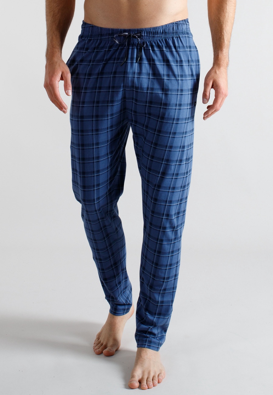 TOM TAILOR Herren Lange-Hose blau kariert