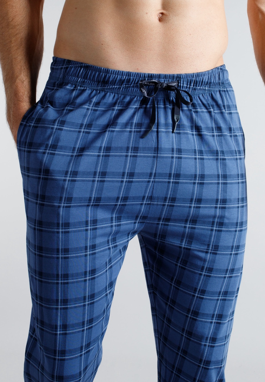 TOM TAILOR Herren Lange-Hose blau kariert