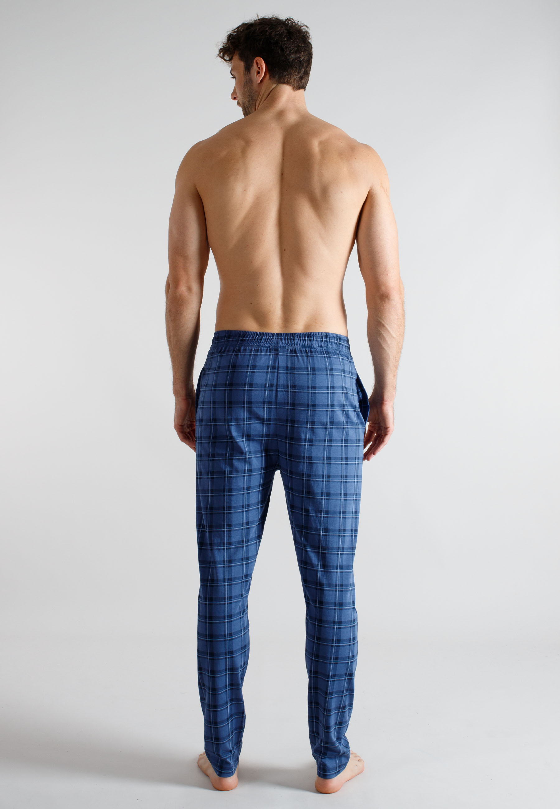 TOM TAILOR Herren Lange-Hose blau kariert
