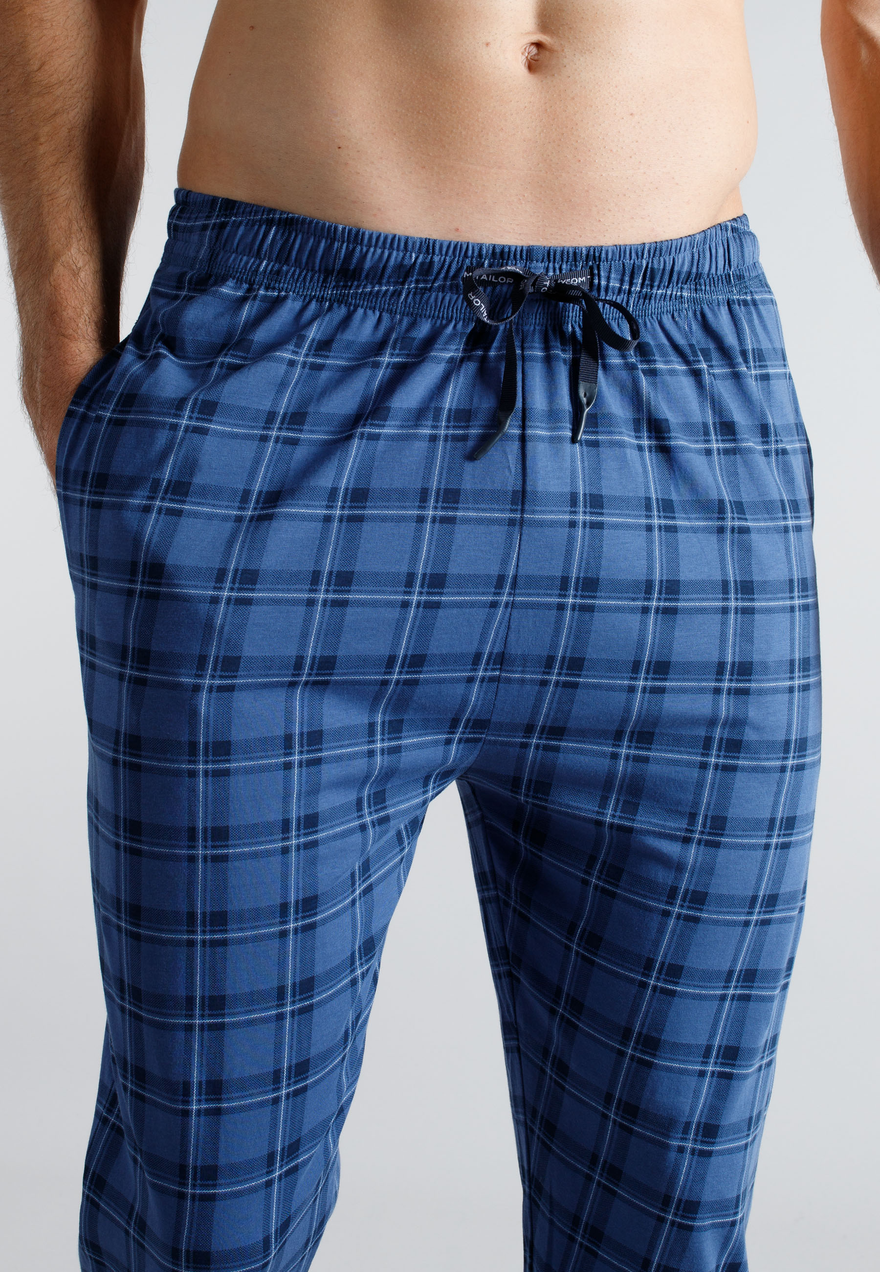 TOM TAILOR Herren Lange-Hose blau kariert