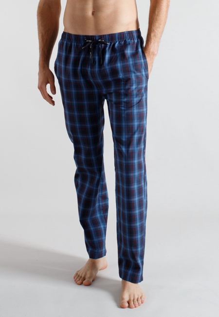 TOM TAILOR Herren Lange-Hose blau kariert