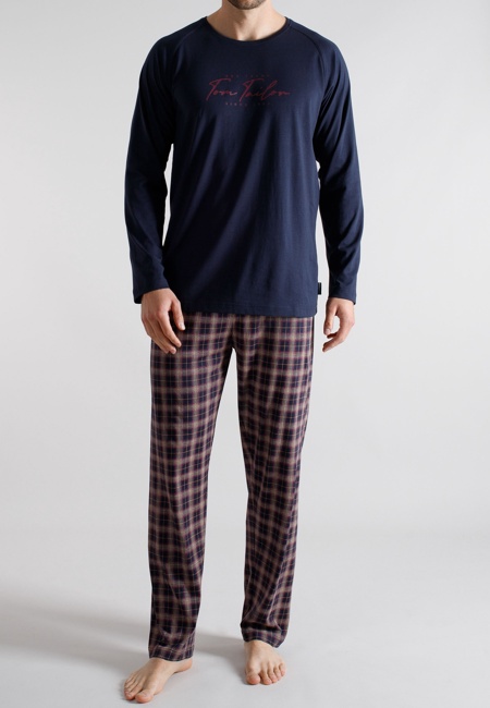 TOM TAILOR Herren Pyjama blau kariert