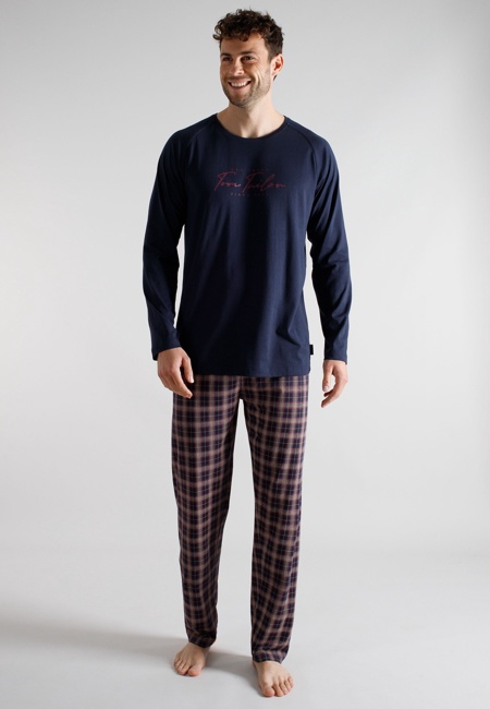 TOM TAILOR Herren Pyjama blau kariert