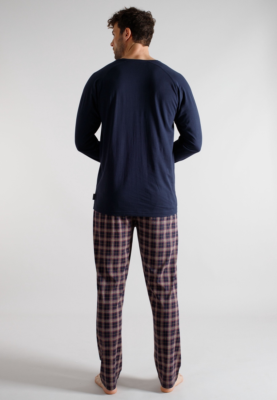 TOM TAILOR Herren Pyjama blau kariert