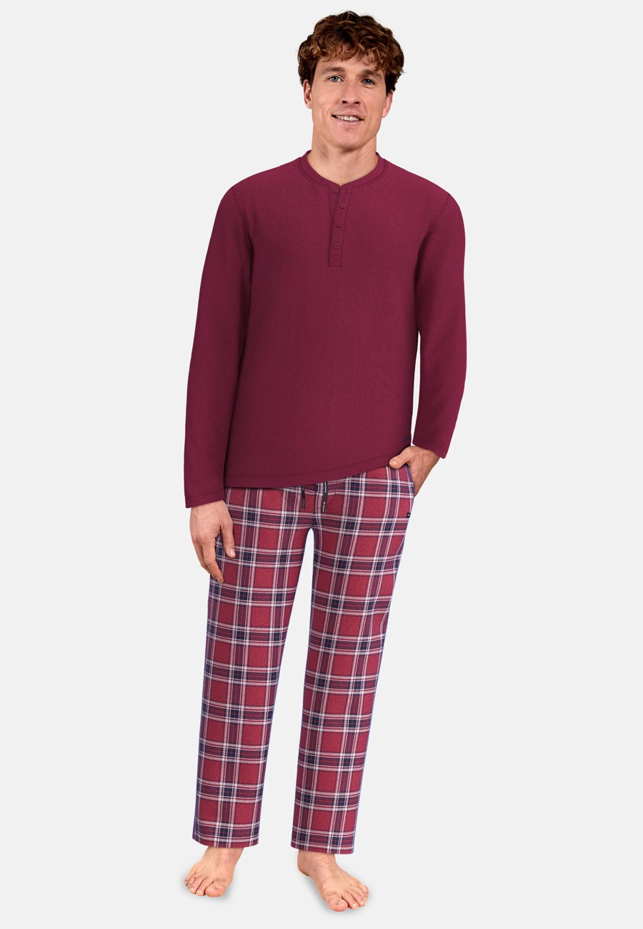 TOM TAILOR Herren Lange-Hose rot kariert