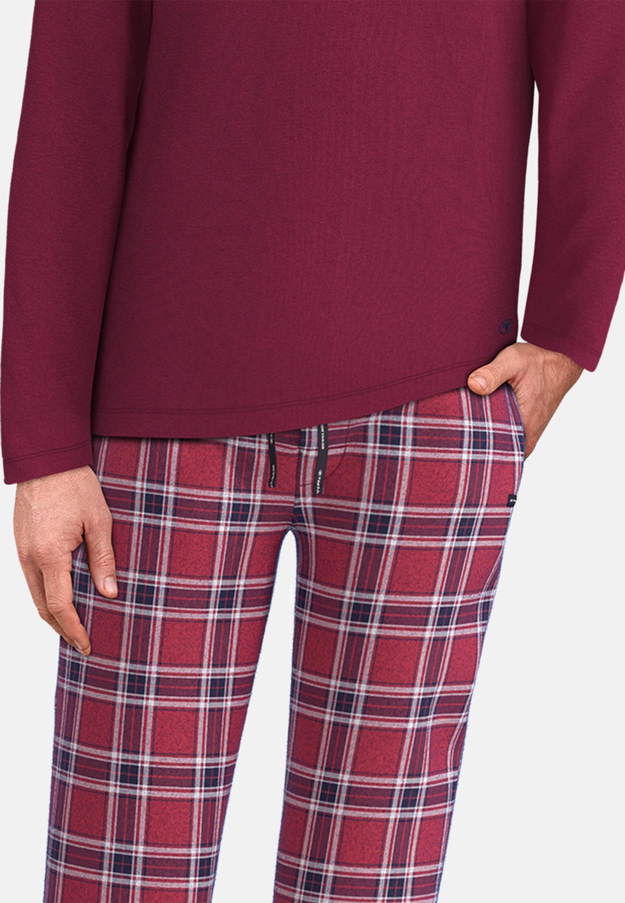 TOM TAILOR Herren Lange-Hose rot kariert