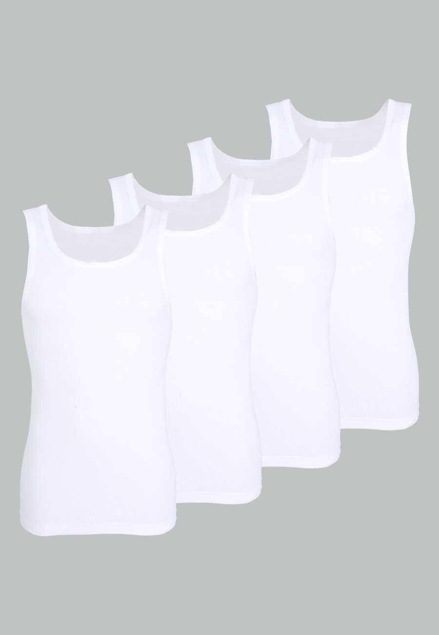 TOM TAILOR Herren Tank-Top weiß uni 4er Pack