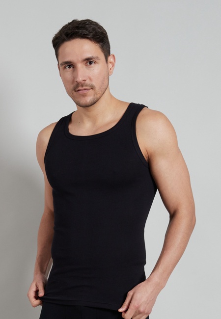 TOM TAILOR Herren Tank-Top schwarz uni 4er Pack