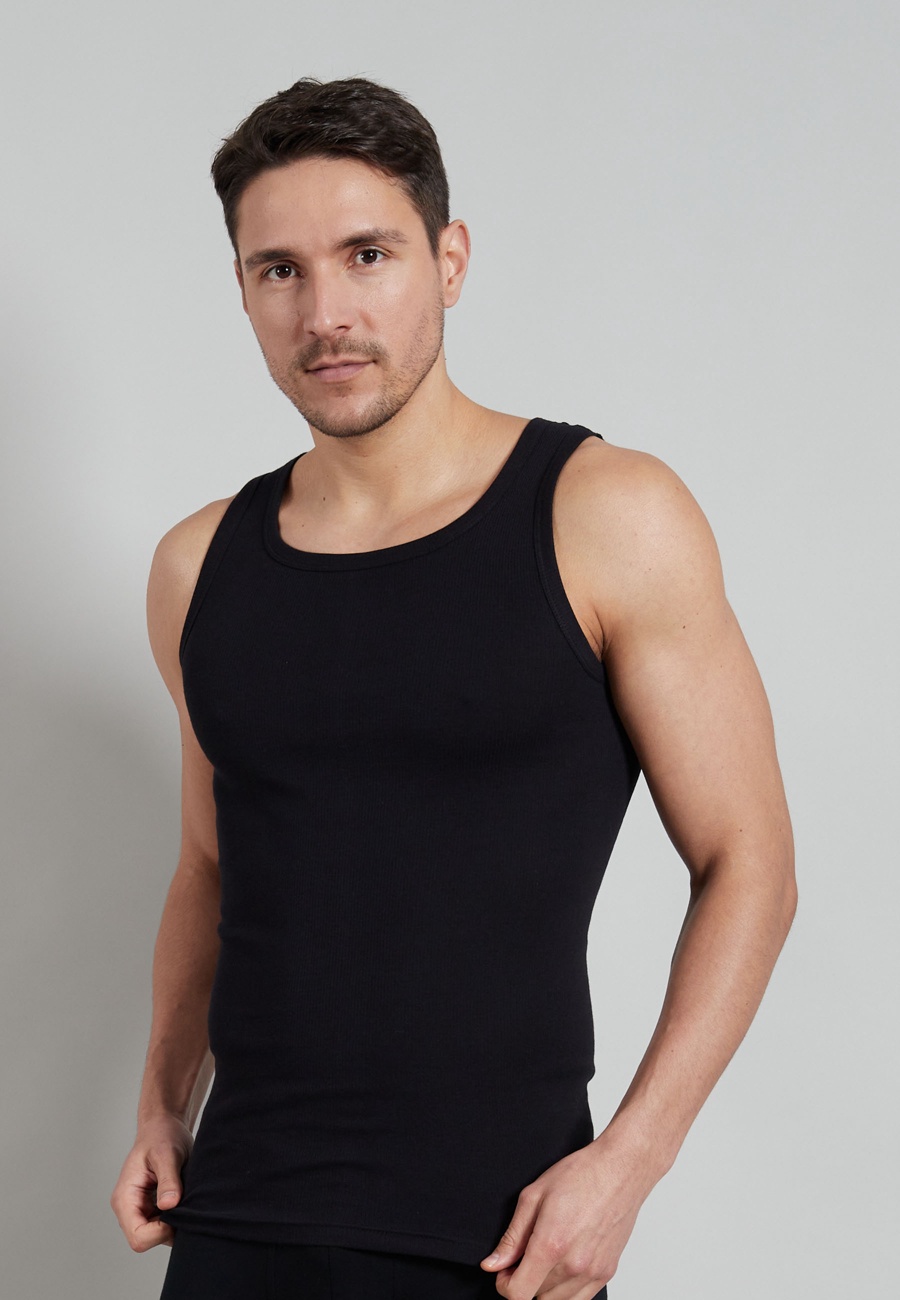 TOM TAILOR Herren Tank-Top schwarz uni 4er Pack