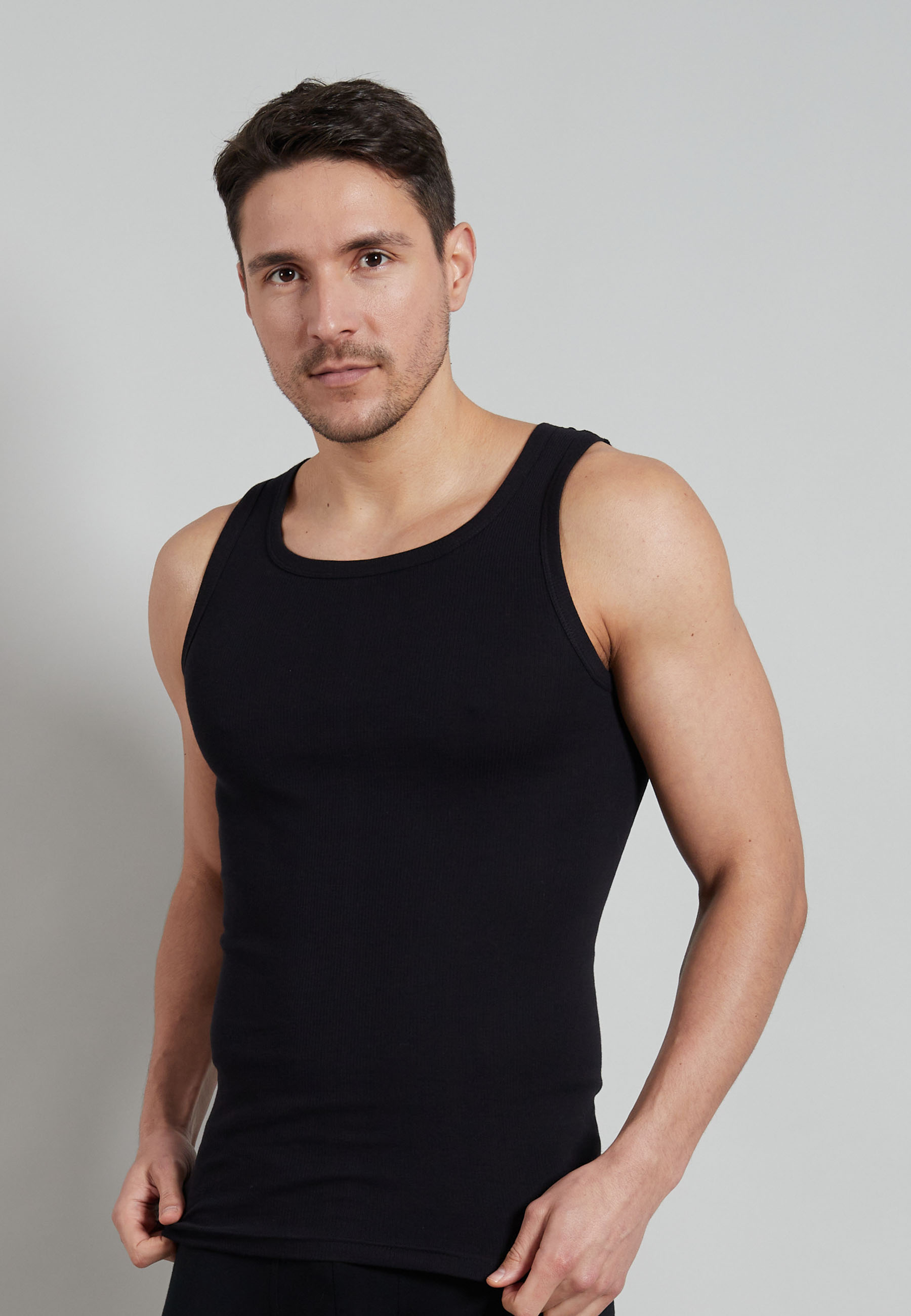 TOM TAILOR Herren Tank-Top schwarz uni 4er Pack