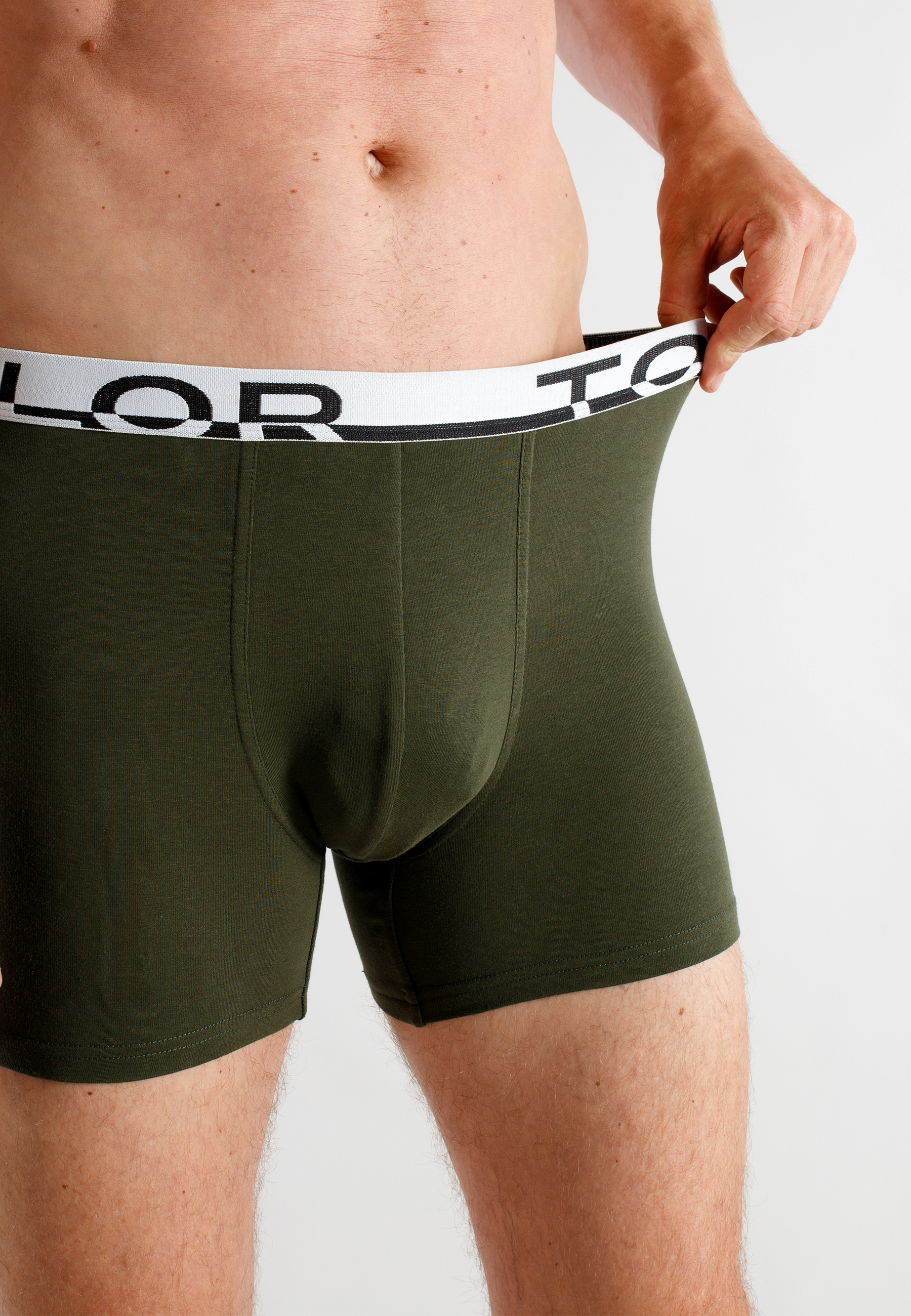 TOM TAILOR Herren Long-Pants grün uni 2er Pack