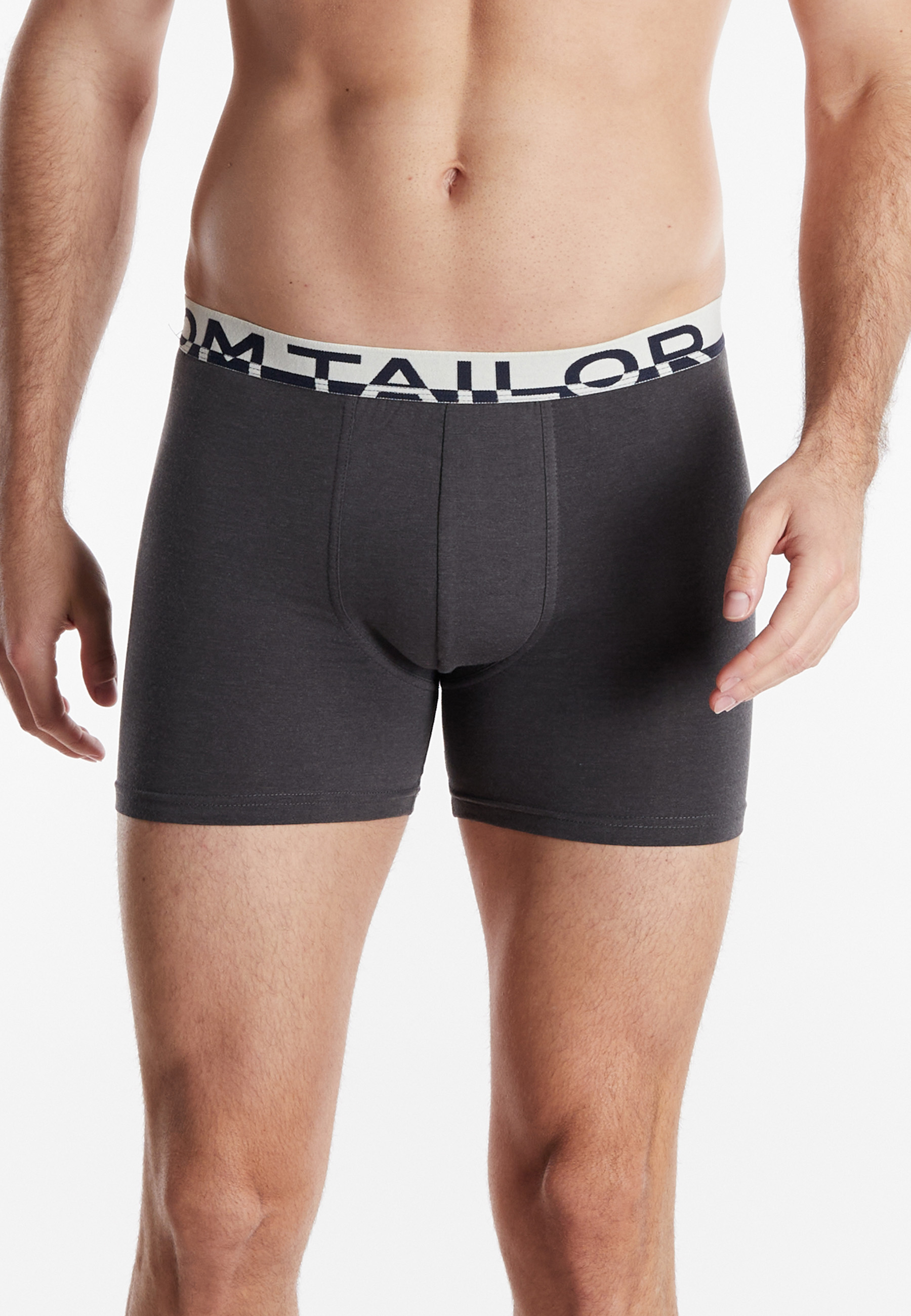 TOM TAILOR Herren Long-Pants grau uni 2er Pack
