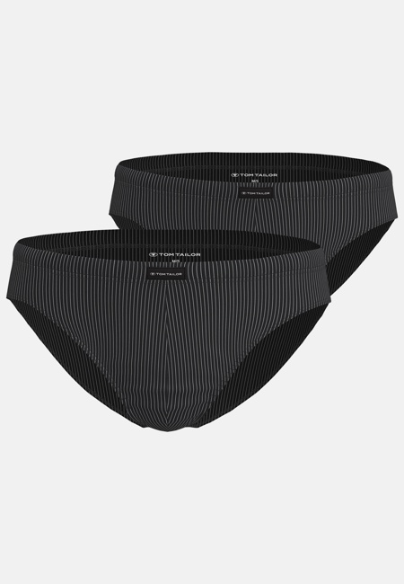 TOM TAILOR Herren Slip schwarz Nadelstreifen 2er Pack