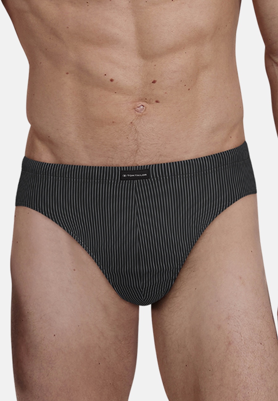 TOM TAILOR Herren Slip schwarz Nadelstreifen 2er Pack