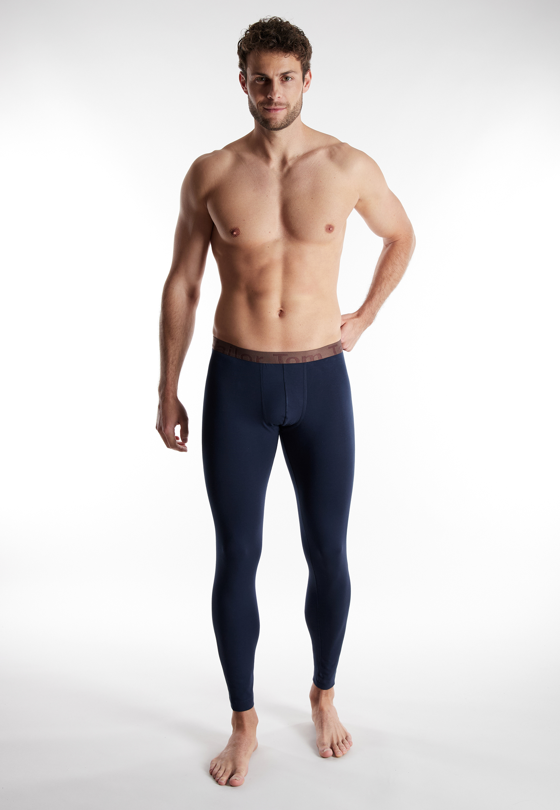 TOM TAILOR Herren lange Unterhose blau uni