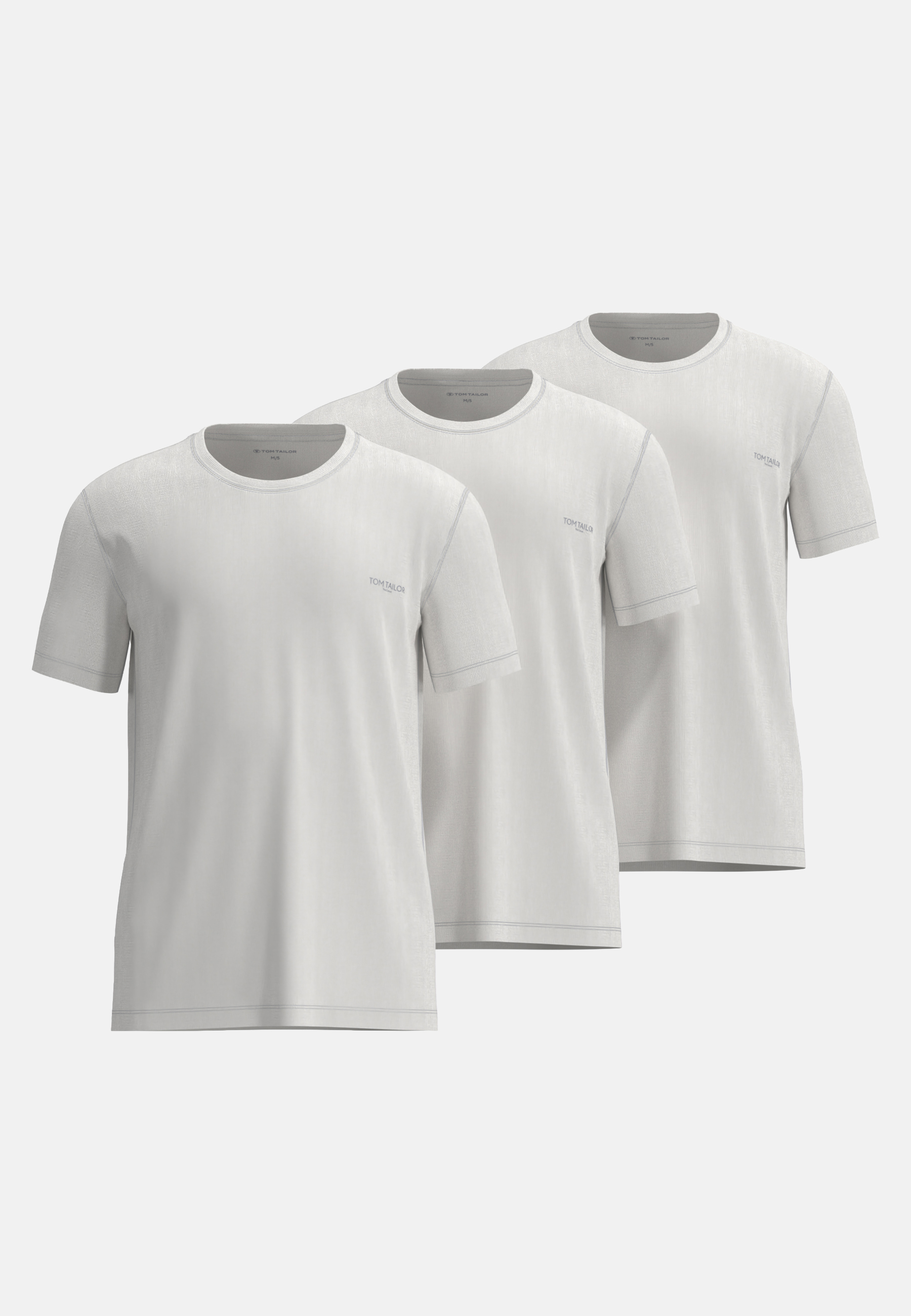 TOM TAILOR Herren T-Shirt weiß uni 3er Pack
