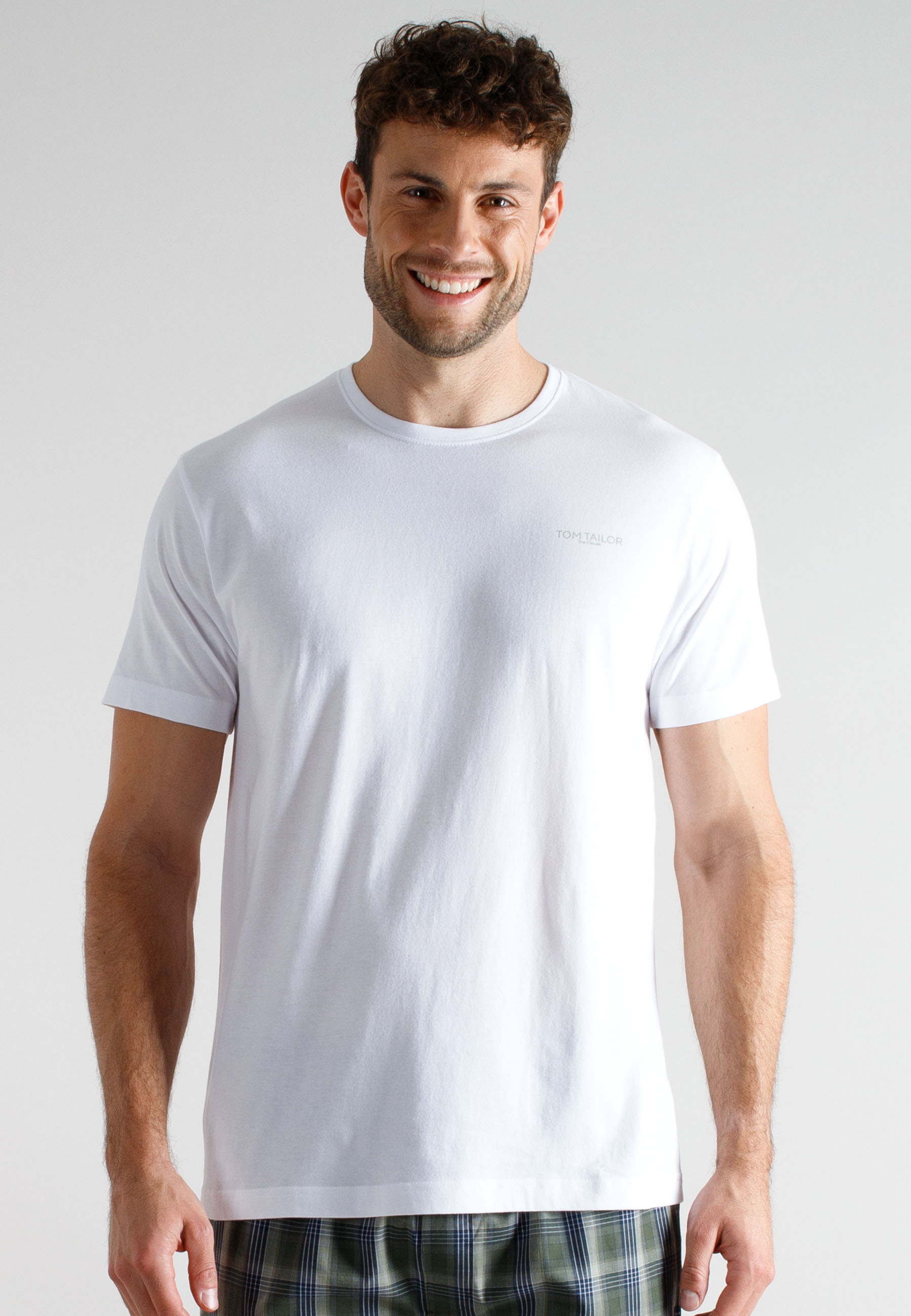 TOM TAILOR Herren T-Shirt weiß uni 3er Pack