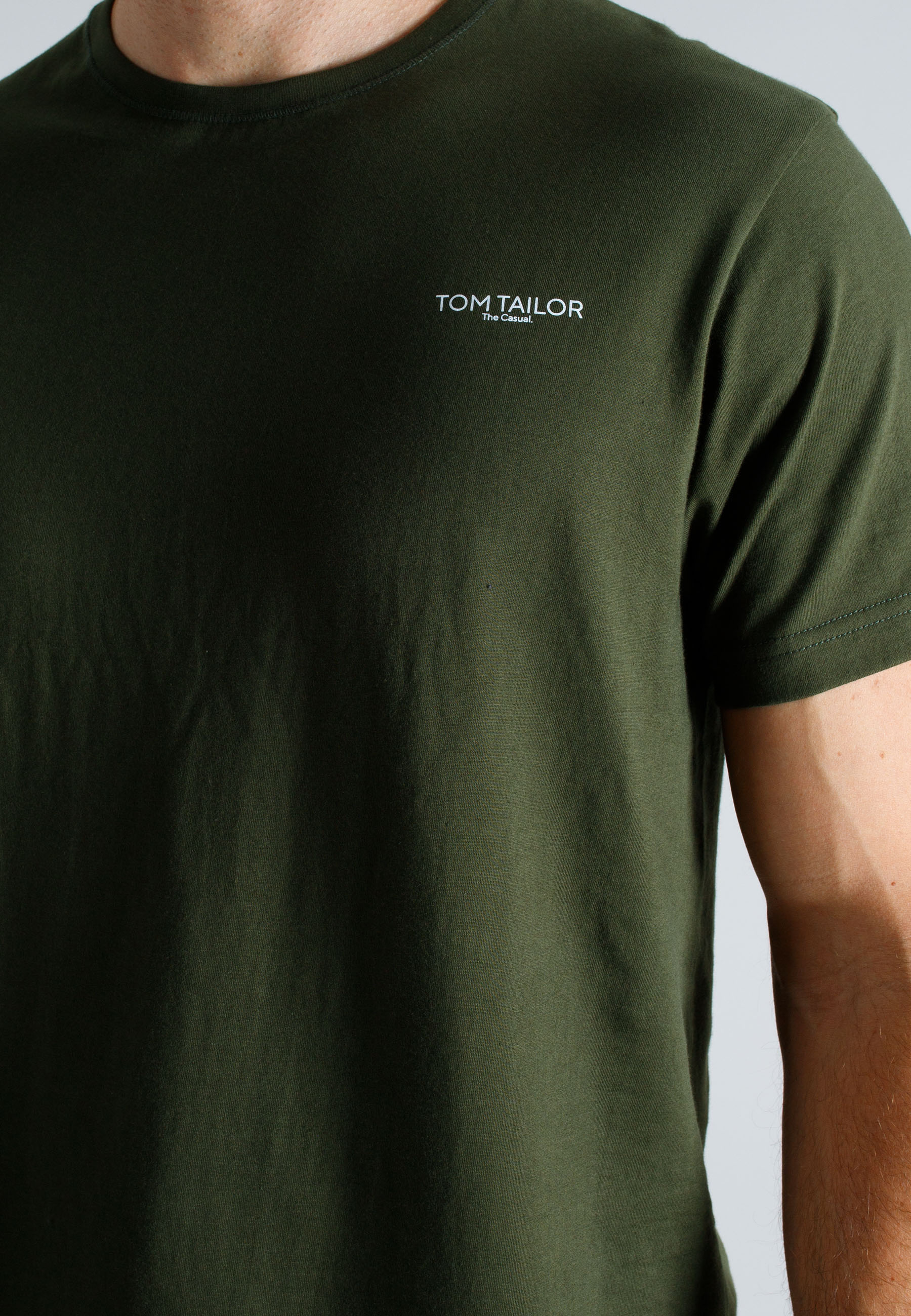 TOM TAILOR Herren T-Shirt grün uni 3er Pack