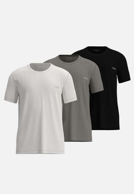 TOM TAILOR Herren T-Shirt schwarz uni 3er Pack