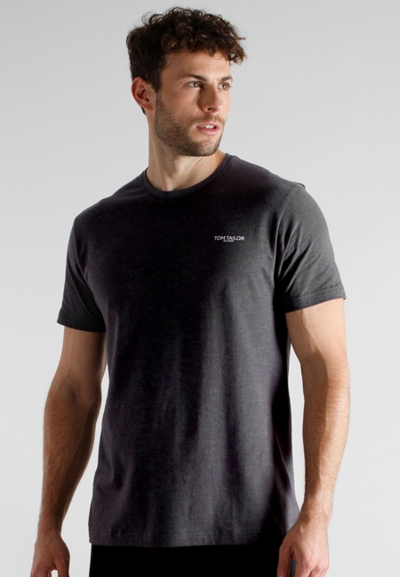 TOM TAILOR Herren T-Shirt schwarz uni 3er Pack