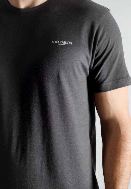 TOM TAILOR Herren T-Shirt schwarz uni 3er Pack