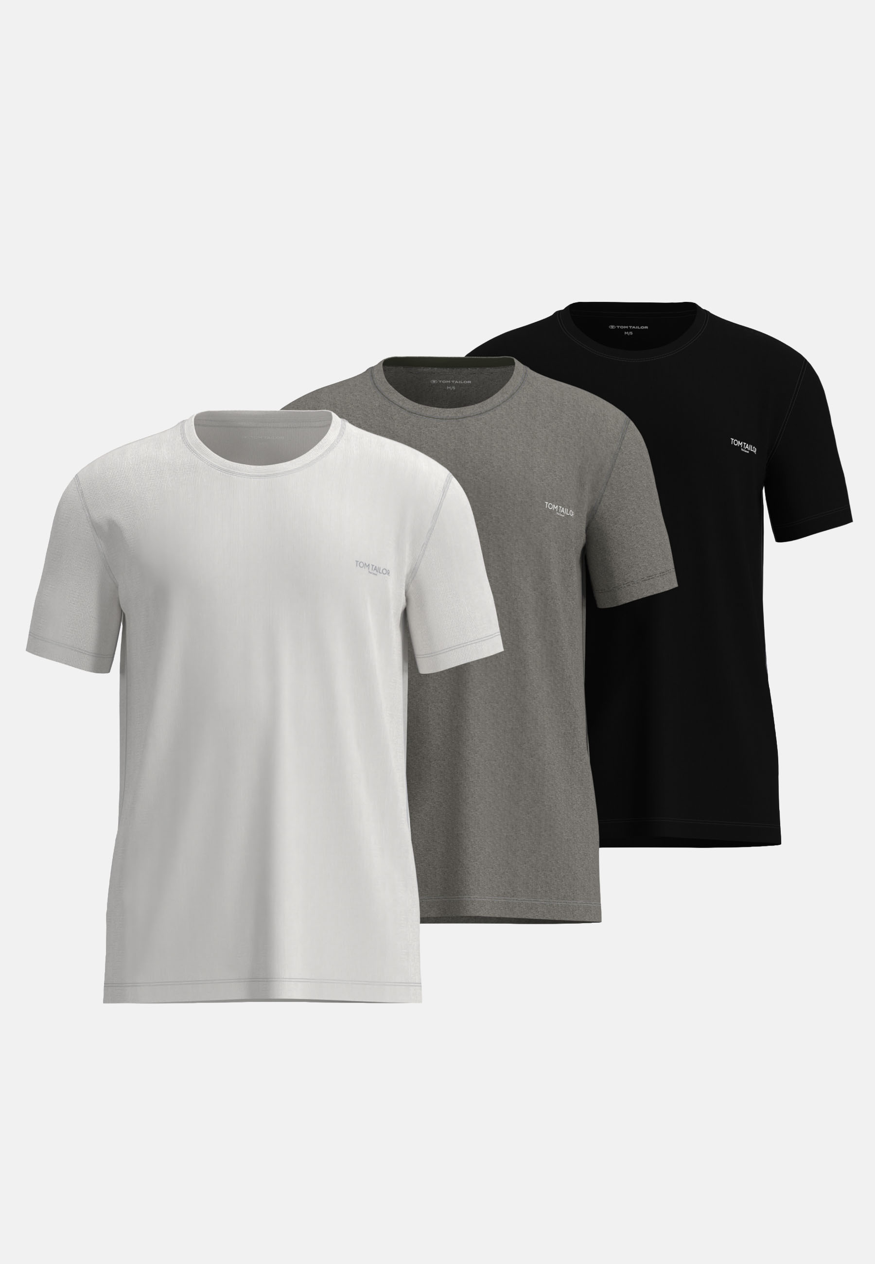 TOM TAILOR Herren T-Shirt schwarz uni 3er Pack