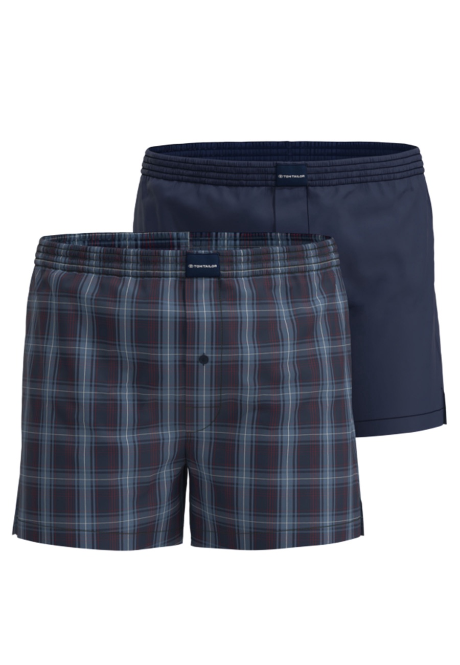 TOM TAILOR Herren Boxershort blau kariert 2er Pack
