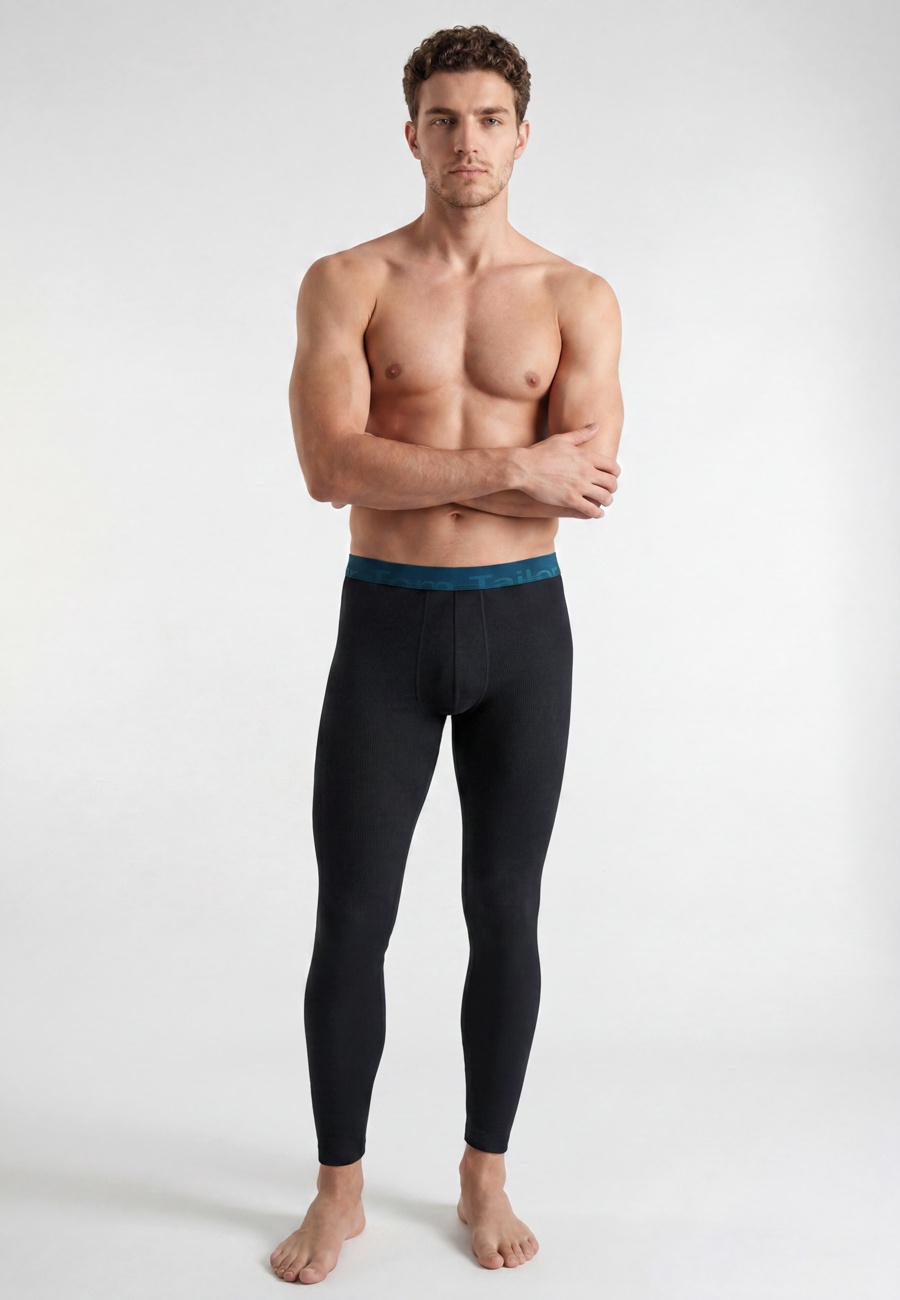 TOM TAILOR Herren lange Unterhose schwarz uni